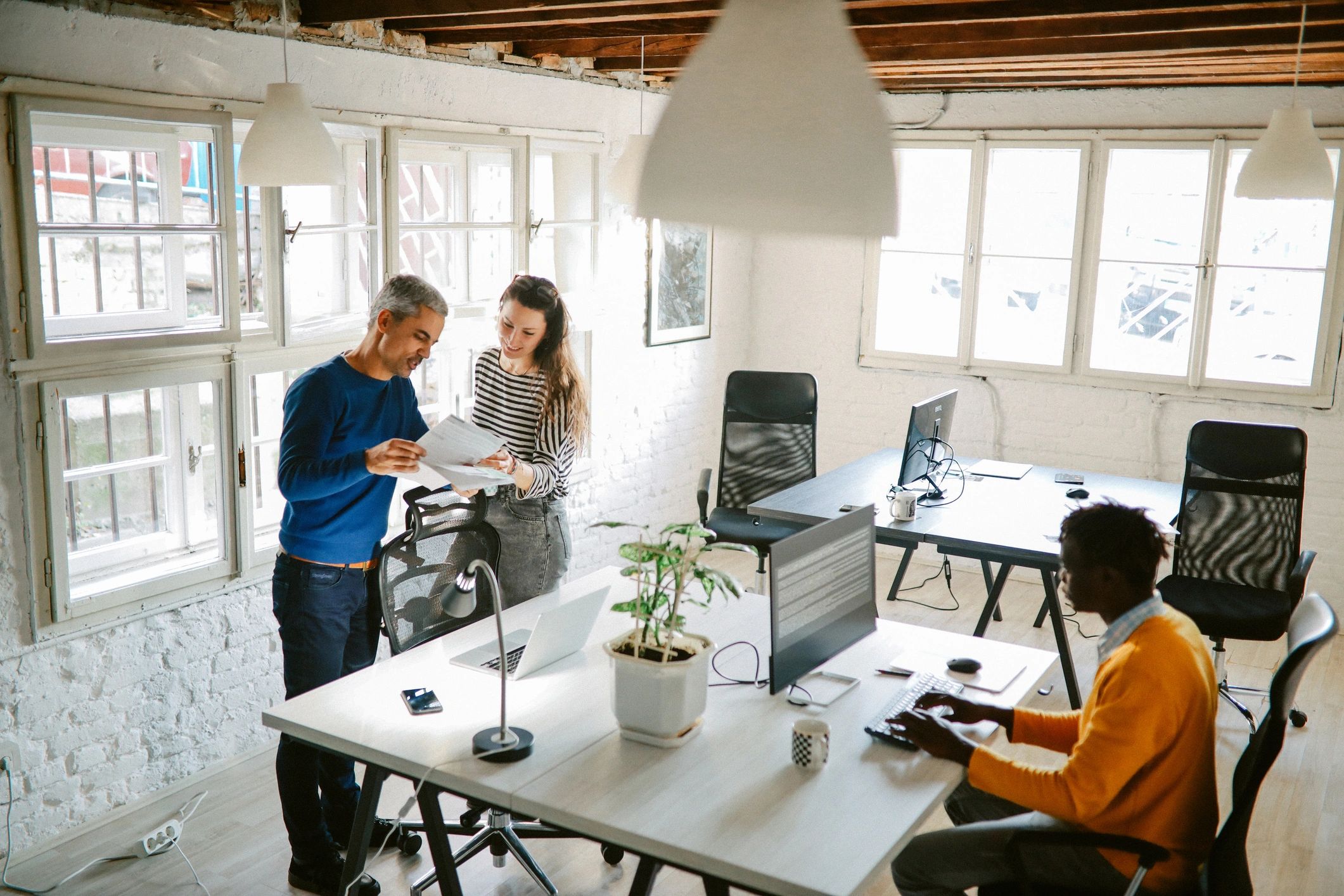 Team working in a modern office environment